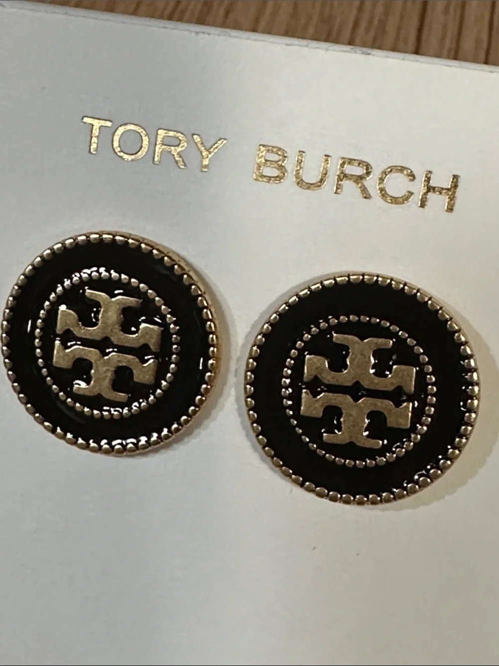 Tory Burch Circle T Logo Stud Earrings